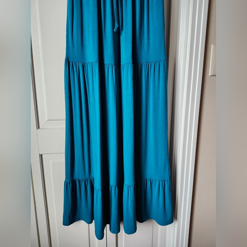 NWOT Elegant Teal Maxi Knit Dress - Picture 4 of 7